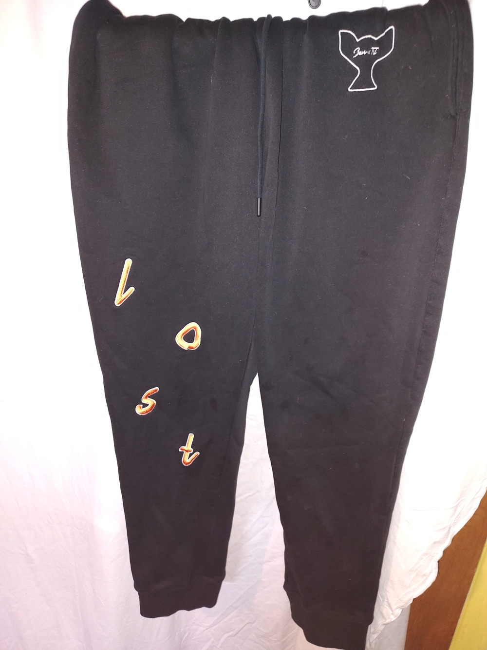 Black Logo Sweatpants with Embroidered 'Lost' Lettering